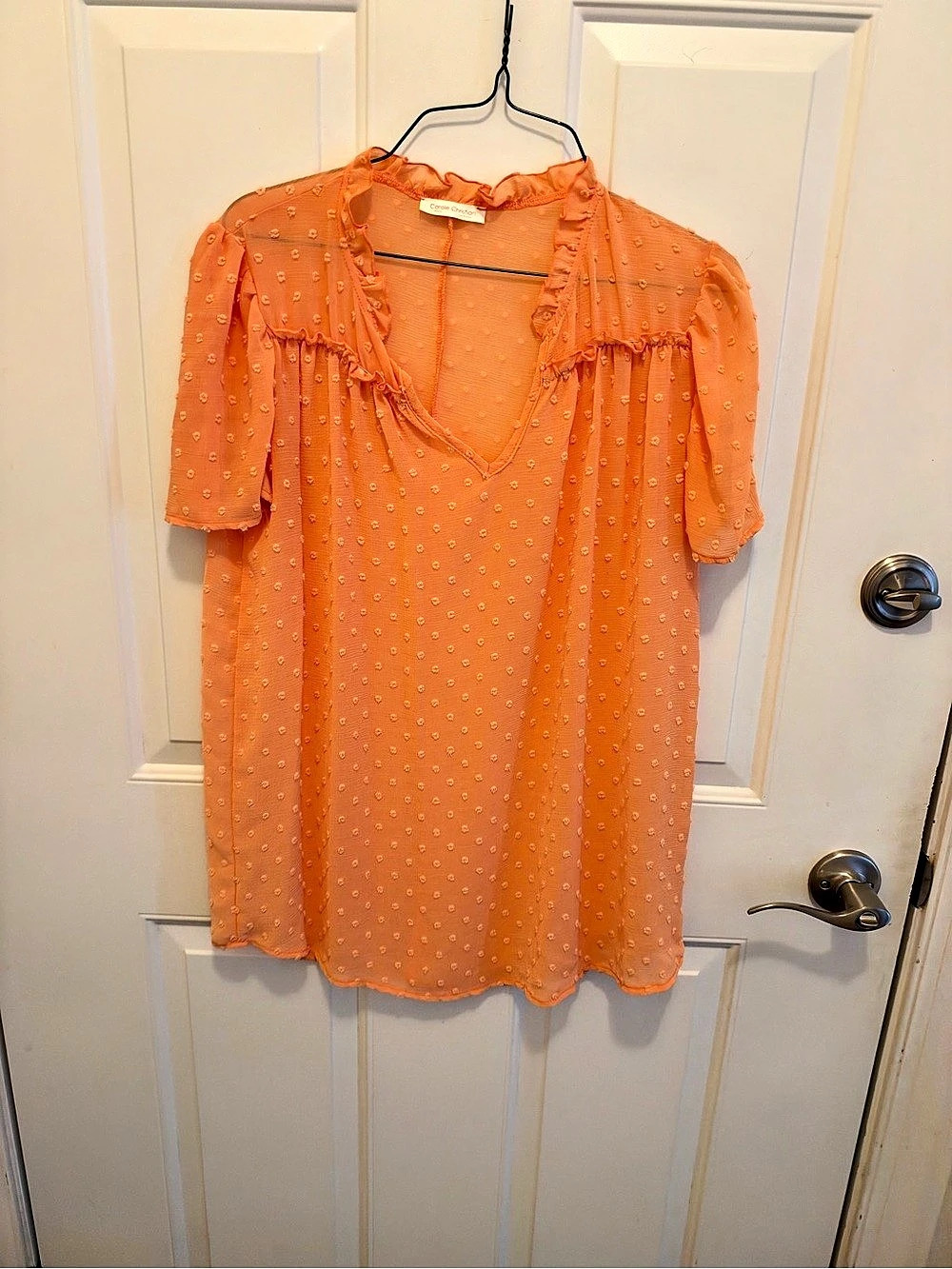 Carole Christian Short Sleeve Blouse in Orange Like New
